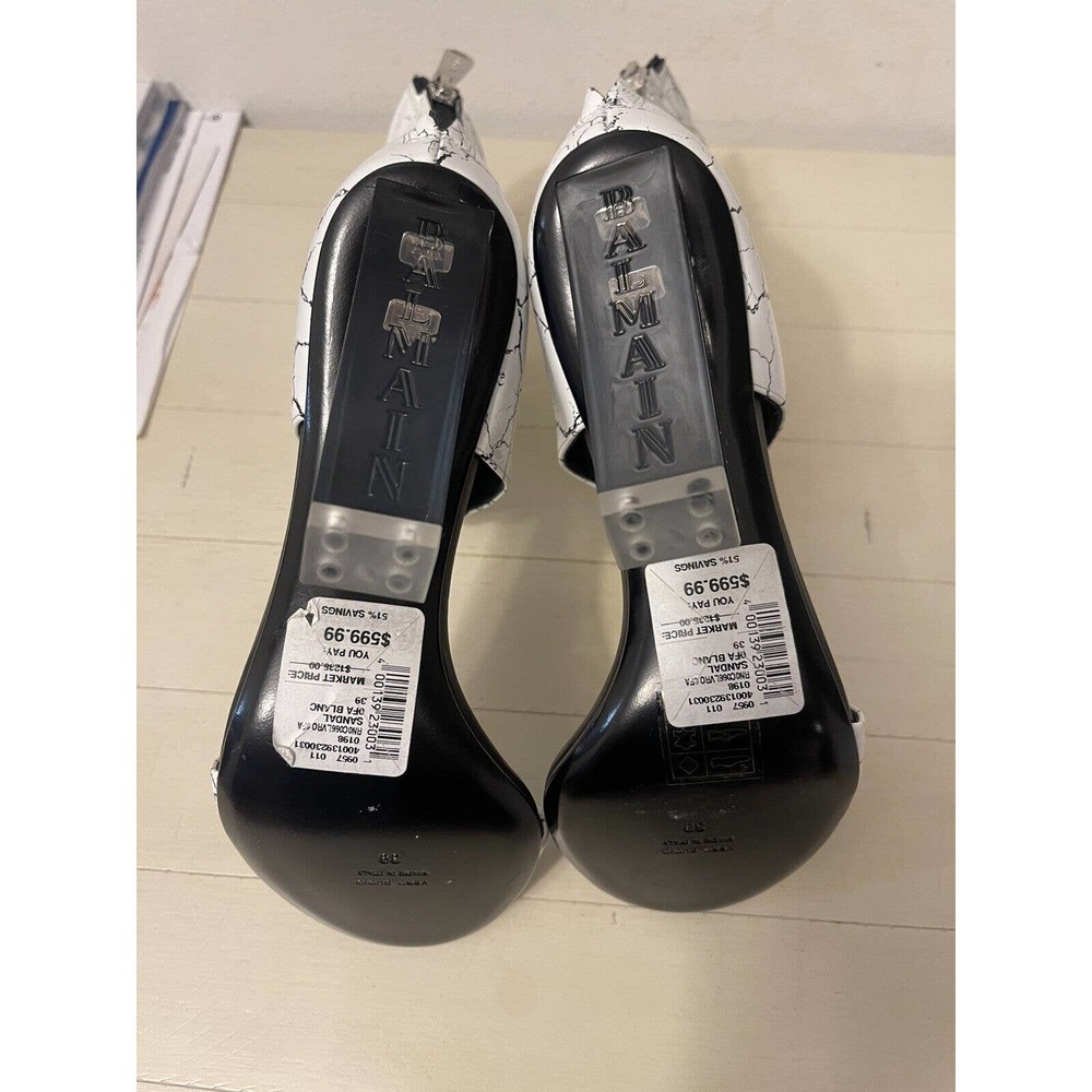 New Balmain Black and White Open Toe Booties size 39 - Picture 5 of 5